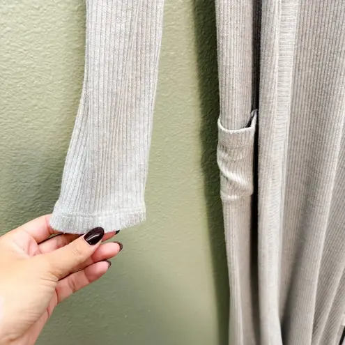 Elan Grey Long Sleeve Open Front Duster Cardigan - Medium