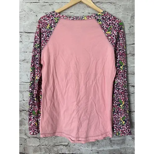 Simply Southern  Pink Long Sleeve TShirt‎ Bow Floral Sleeves Women’s M