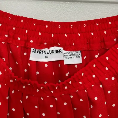 American Vintage Vintage Alfred Dunner Red and White Polka Dot Pleated Midi Skirt - Size 14