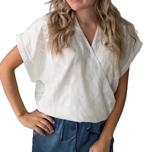 Bishop and Young New Textured Wrap Blouse Jayne Cross Front Top White