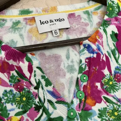 $237 NWOT Leo&Ugo Women's Floral Pullover Sweater Size 6