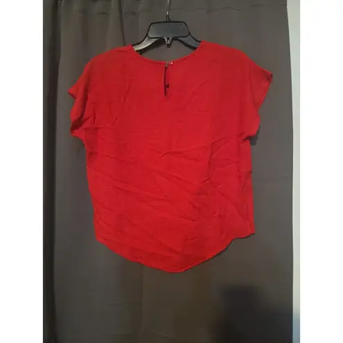 Danielle Nicole Danielle B Women's Medium Red Blouse, Vintage Top, Casual, Flax Rayon Blend