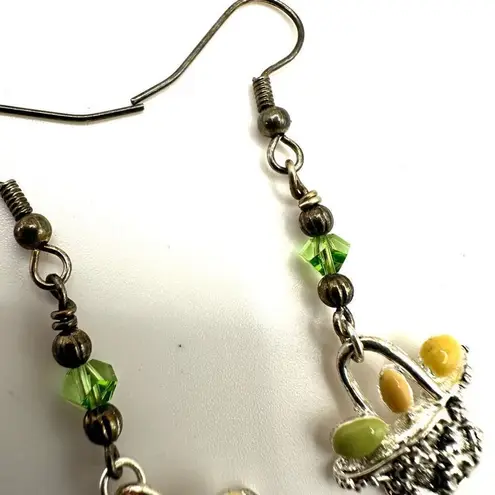 Long egg basket earrings Silver