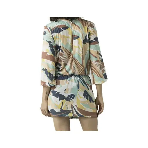 prAna New Womens NWT S Keoki Tunic Dress Aqua Blue Swim Cover up White Yellow Re