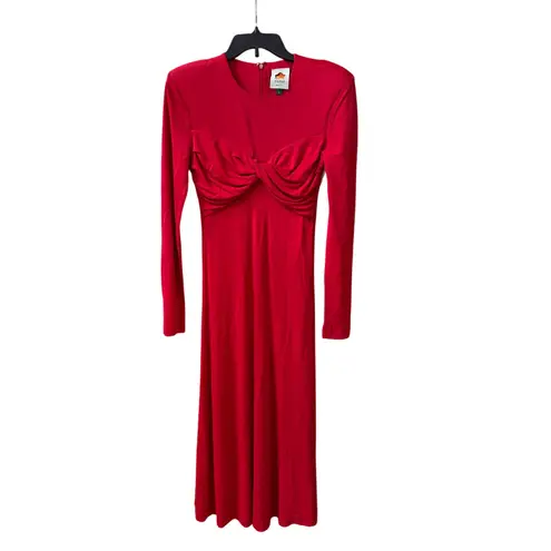 Farm Rio Twisted Cup Midi Dress - Size Small - Red (New)