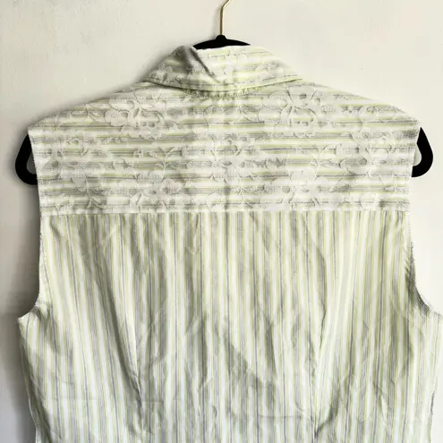 Ears Of Buddha Chrissy Sleeveless Silk Button Down Top Lace Detail Size XS White