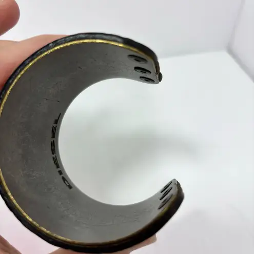 Diesel Vintage Brown Embossed Leather and metal bracelet, one size-fits most