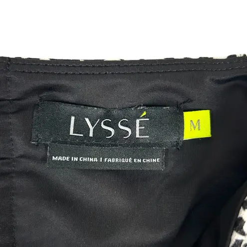 Lysse  Leggings Size M High Waist Back Zip Crop Pants Black White Print Slimming