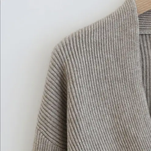 Chicwish Ribbed Flare Sleeves Wrap Knit Top in Sand