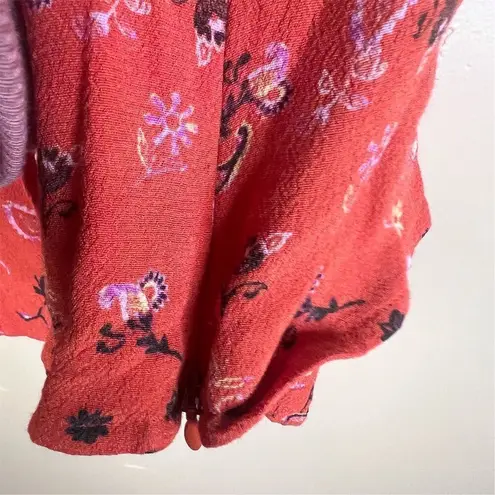 Aritizia Wilfred Heidi Women's Floral Tank Top Red Size 8 with Shoulder Ties