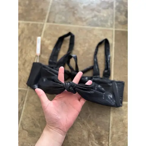 SKIMS Liquid Shine Swim Bandeau Bikini Top Onyx Size XL