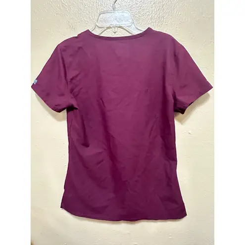 MedCouture Insight XS Wine Scrub Top V Neck Short Sleeve Pockets Women's