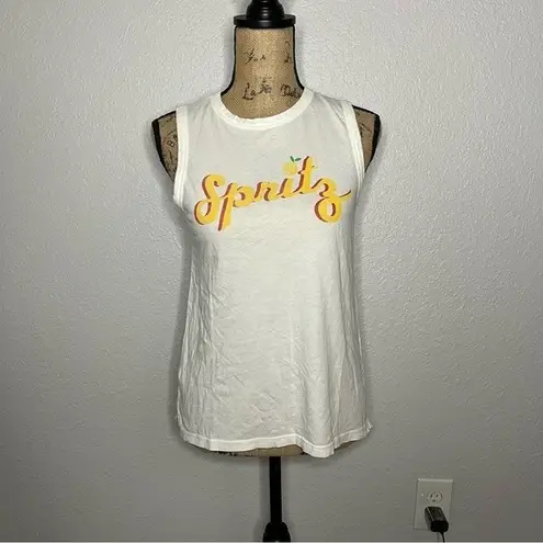 Mate the Label NWT Womens Spritz Retro White Organic Cotton Tank sz XS Bright
