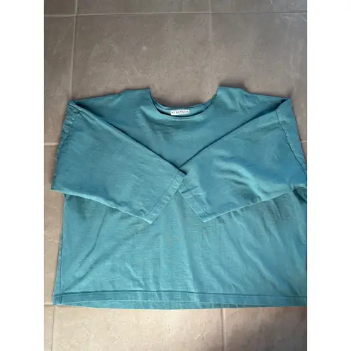 Bryn Walker Long Sleeve Top Womens Large Blue Cotton Boxy Lagenlook Oversized