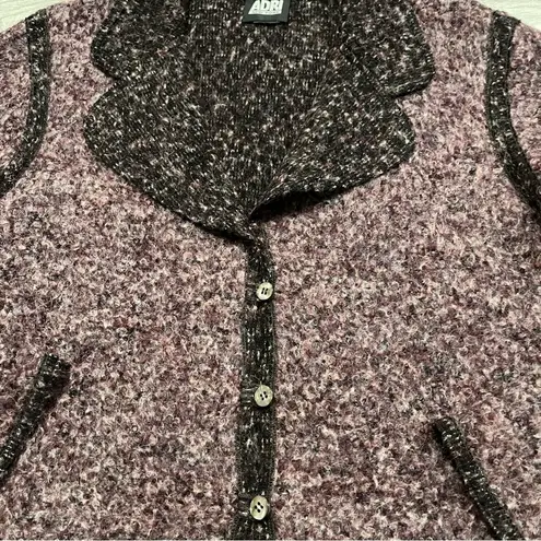 Adri New York Boucle Wool Blend Sweater Cardigan Size L