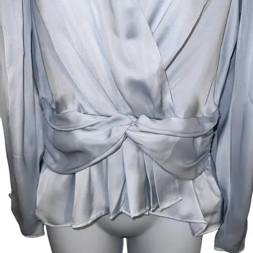 EXPRESS  Gorgeous Baby Blue L/S Draped Fabric Top Blouse Satin NWT $68 Size Small