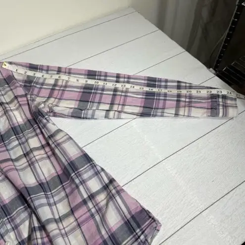 Merona  Lavender Pink Plaid Button Down Collared Shirt Size Extra Large