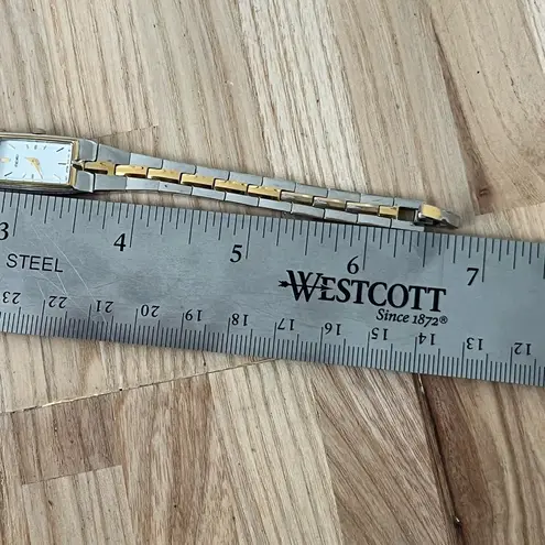 Seiko Ladies Watch Two-Tone Bracelet White Rectangular Dial Cocktail New Battery