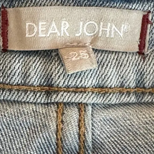 Dear John  High Rise Light Wash Flare Frayed Front Seam Jeans Size 25