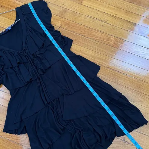 Vivienne Tam Black Short Sleeve Casual Dress with Ruffles Size M