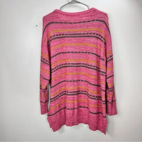 Soft Surroundings Lisabetta Art Stripe Dusty Cedar Pink Sweater 1X - Image 6