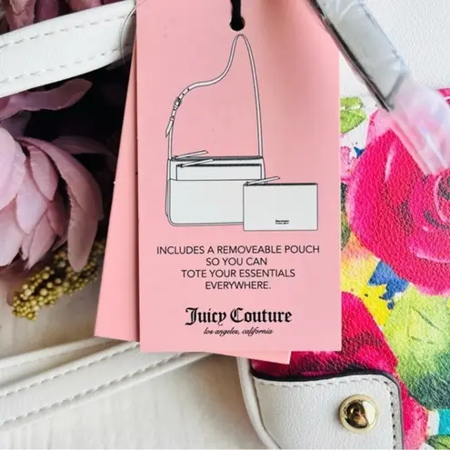 Juicy Couture  White Multi Rose Crossbody Bag w/ Matching Pouch NWT