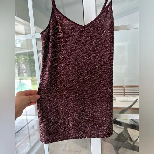 EXPRESS  maroon burgundy sparkle sequin tank top