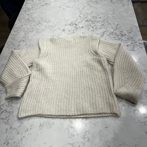 VERO MODA Shoulder Cutout Sweater Knit Mock Neck Top Women's Small Cream