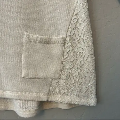 French Laundry ⭐️ cream colored pocket front sweater with lace details size large