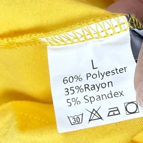 Flowy Yellow Boho Blouse Feminine Cottagecore Puff Sleeve Stretchy Large Top