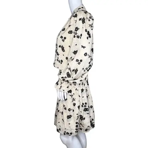 Heartloom Dress Womens Medium Cream Black Floral Joey Blouson Party Cocktails