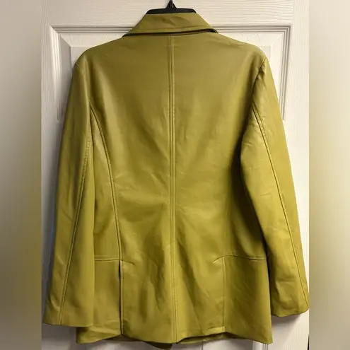Hutch Anthropologie Vegan Leather Blazer In Green Size Medium
