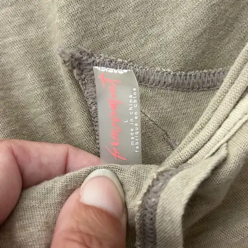 Free People Movement Slate Storm Tan Kickin In V Neck Open Back Tie Tank Large