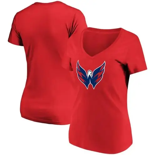 Fanatics NWT Washington Capitals Women's Lace-Up V-Neck T-Shirt Red Size Medium