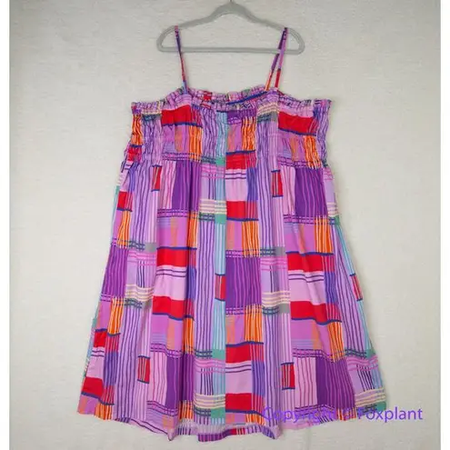 Eloquii Eloqui Shift Dress Smocked Bodice Empire Gathered Color Block Midi plus size 26