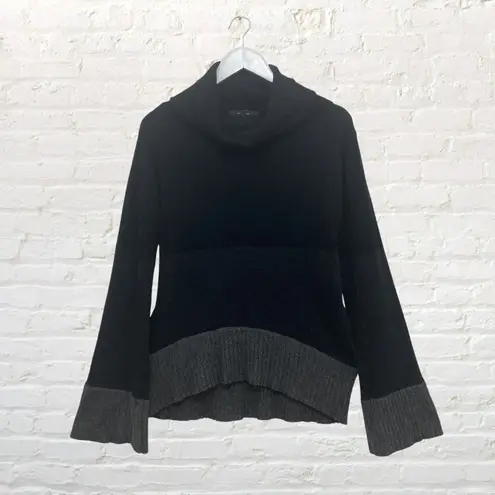 Maria Cher Sweater 1/US S Black Gray Colorblock Angora Wool Cowl Neck Argentina