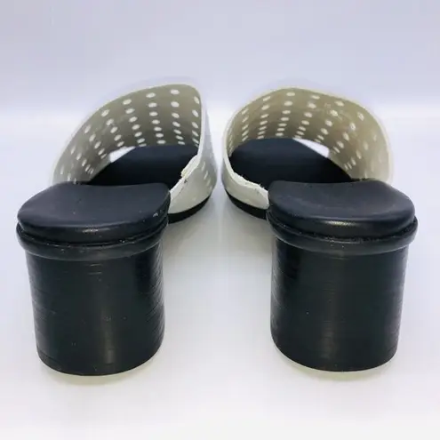 Munro NEW Jules Perforated Heeled Mules White Silver Wash Nubuck Size 8 …