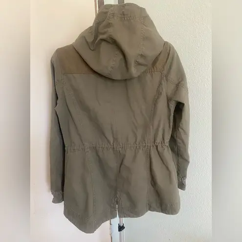 Signature Studio  Army Green Hooded Drawstring Cargo Jacket Large