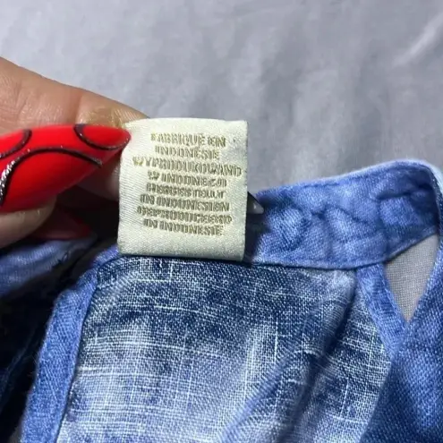 Cynthia Rowley  Blue Tie Dyed Linen Tent Dress Vacation Swim Cover Travel Summer‎