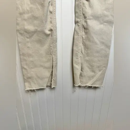 ZARA  Ivory Jeans Size 6 Slit Leg Raw Hem Long Length