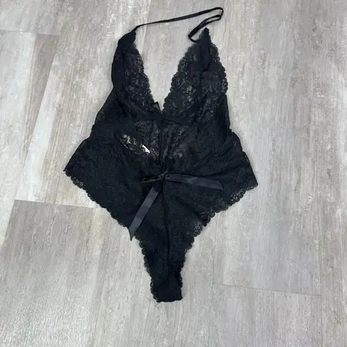 Victoria's Secret NEW Victoria’s Secret Black Lace Bow Teddy Lingerie Sleepwear Size Small