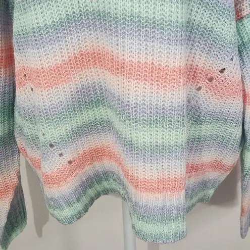 Hooked Up Pastel Stripe Sweater NWT Size XL Pink Purple Green Pastel Sweater