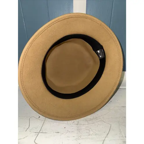 August Silk 100% Wool Tan Cloche Hat With Flower Camel OS