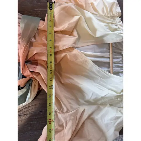 Marie Oliver Rena wrap maxi dress in Sunrise Ombré green, yellow, and orange Siz