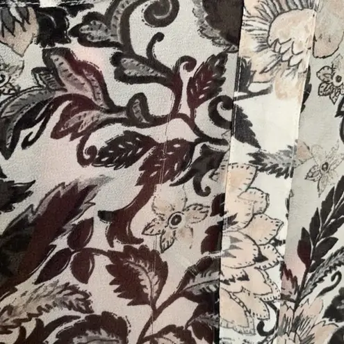 The Loft Pink and Black Floral Print tie up Sleeve Top/Blouse Medium