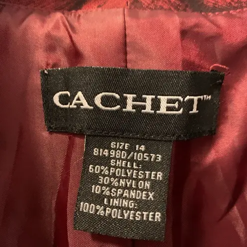 Cachet VTG Shiny Maroon / Burgundy Rhinestone Holiday Party Top / Jacket Size 14