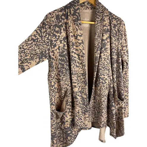 Cuddl Duds Comfortwear French Terry Cascade Open Front Cardigan Size Small