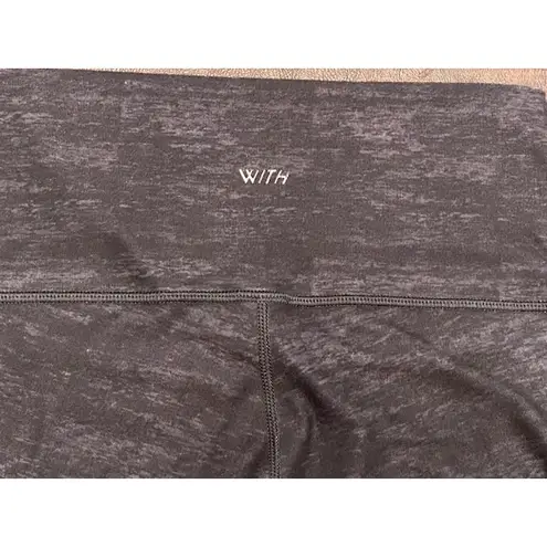 WITH Women’s Colorblock Athletic Leggings Gray Black Yellow Stripe Size Large