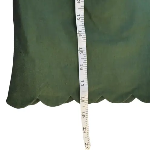J. Crew Scalloped Linen Cotton Skirt Sage Green Size 6 Lined Preppy Fall Casual