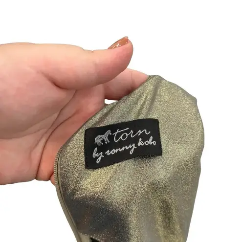 Torn By Ronny Kobo Kaitlyn Metallic Gold Charcoal Mini Dress Size Small